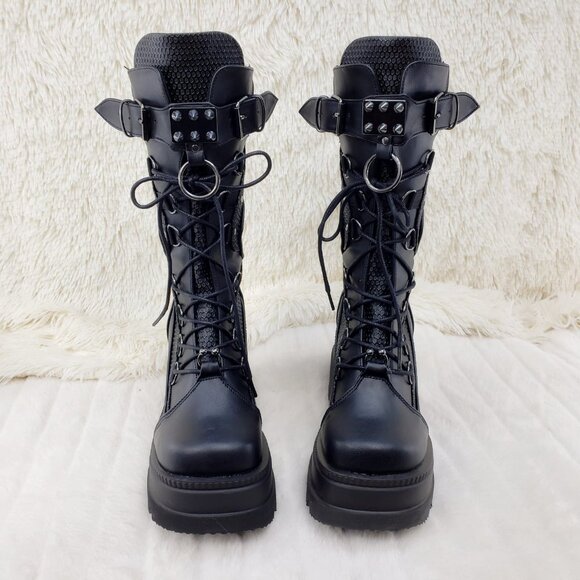 Goth Platform Mid Calf Punk Boots Demonia - Picture 9 of 11